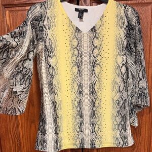 Alfani Yellow and Black Snake Print Blouse